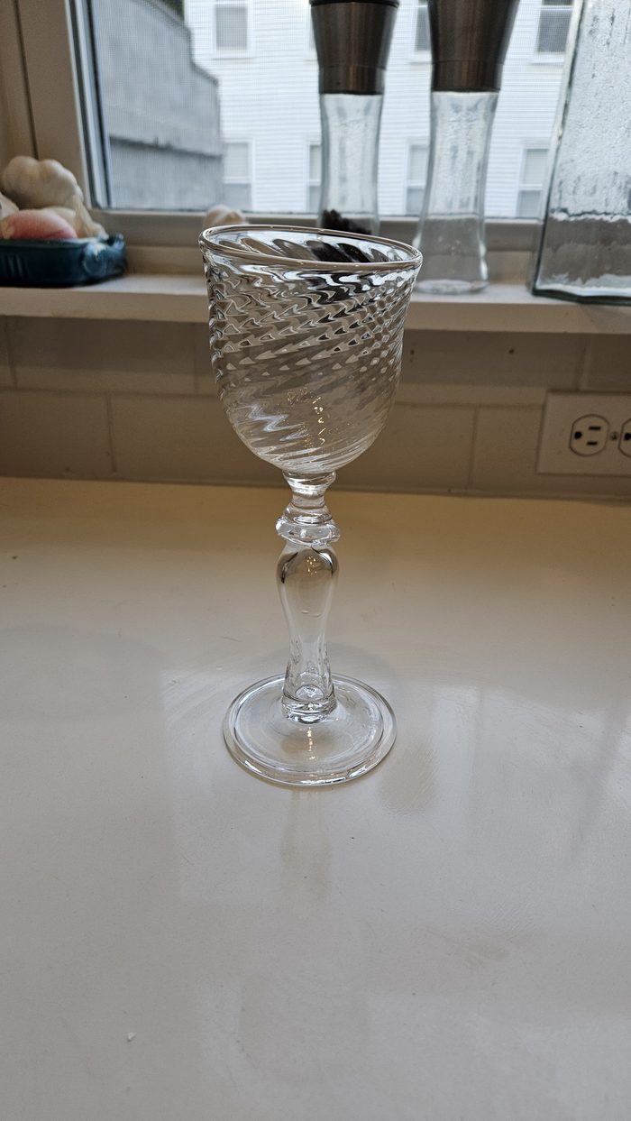 Clear twisted glass goblet
